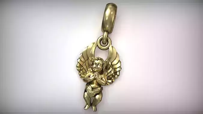 Pray Angel Cherub Gold Charm Bead 3D print model