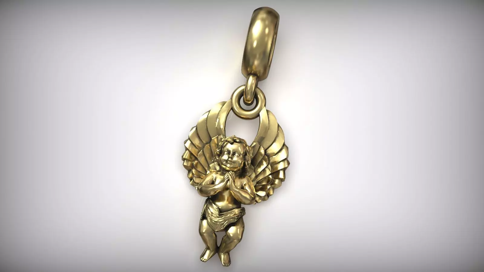 Pray Angel Cherub Gold Charm Bead 3D print model