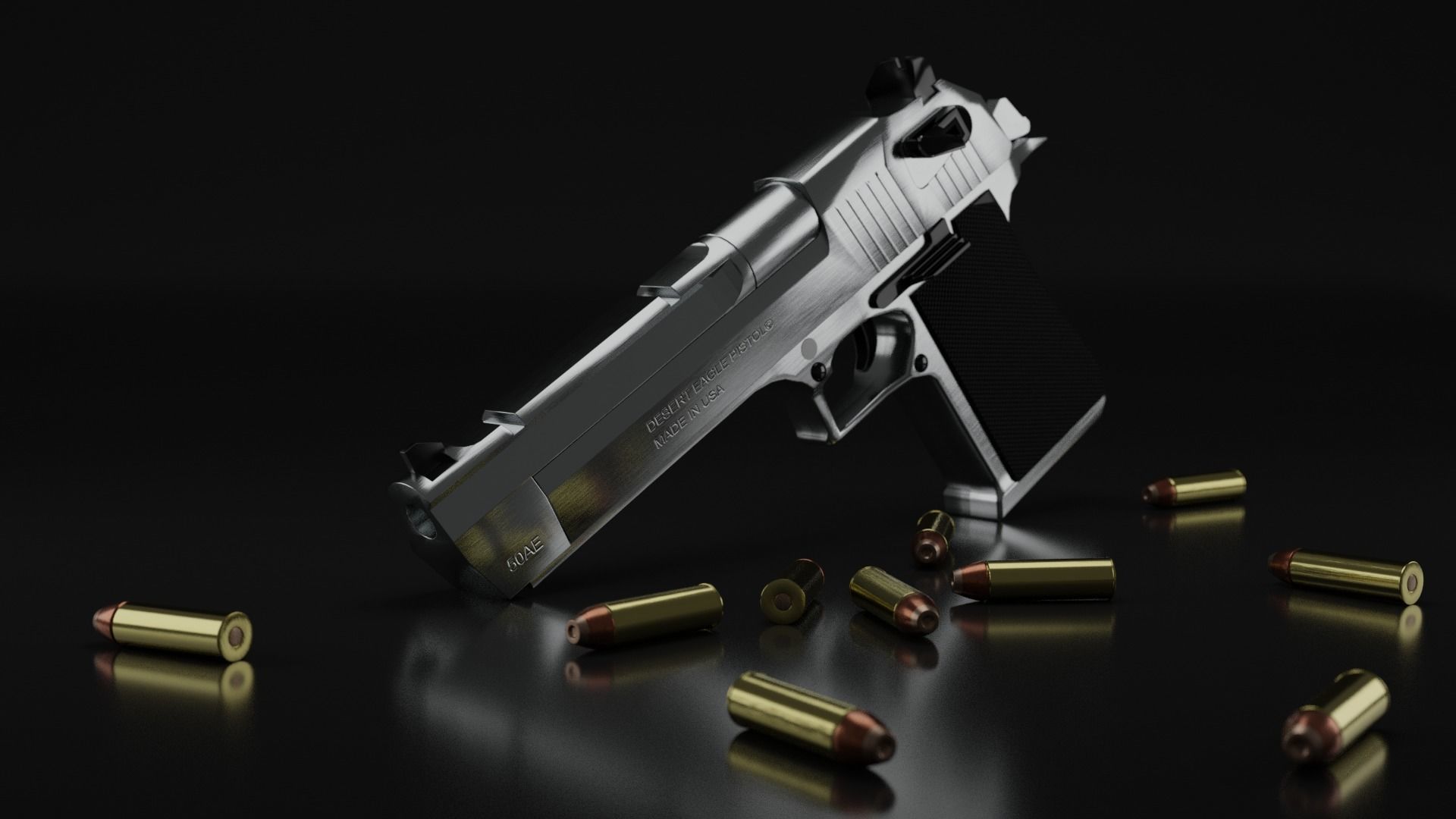 Desert Eagle PBR Model caliber 50 AE Low-poly 3D model_1