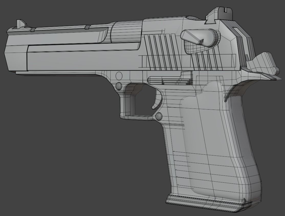 Desert Eagle PBR Model caliber 50 AE Low-poly 3D model_3