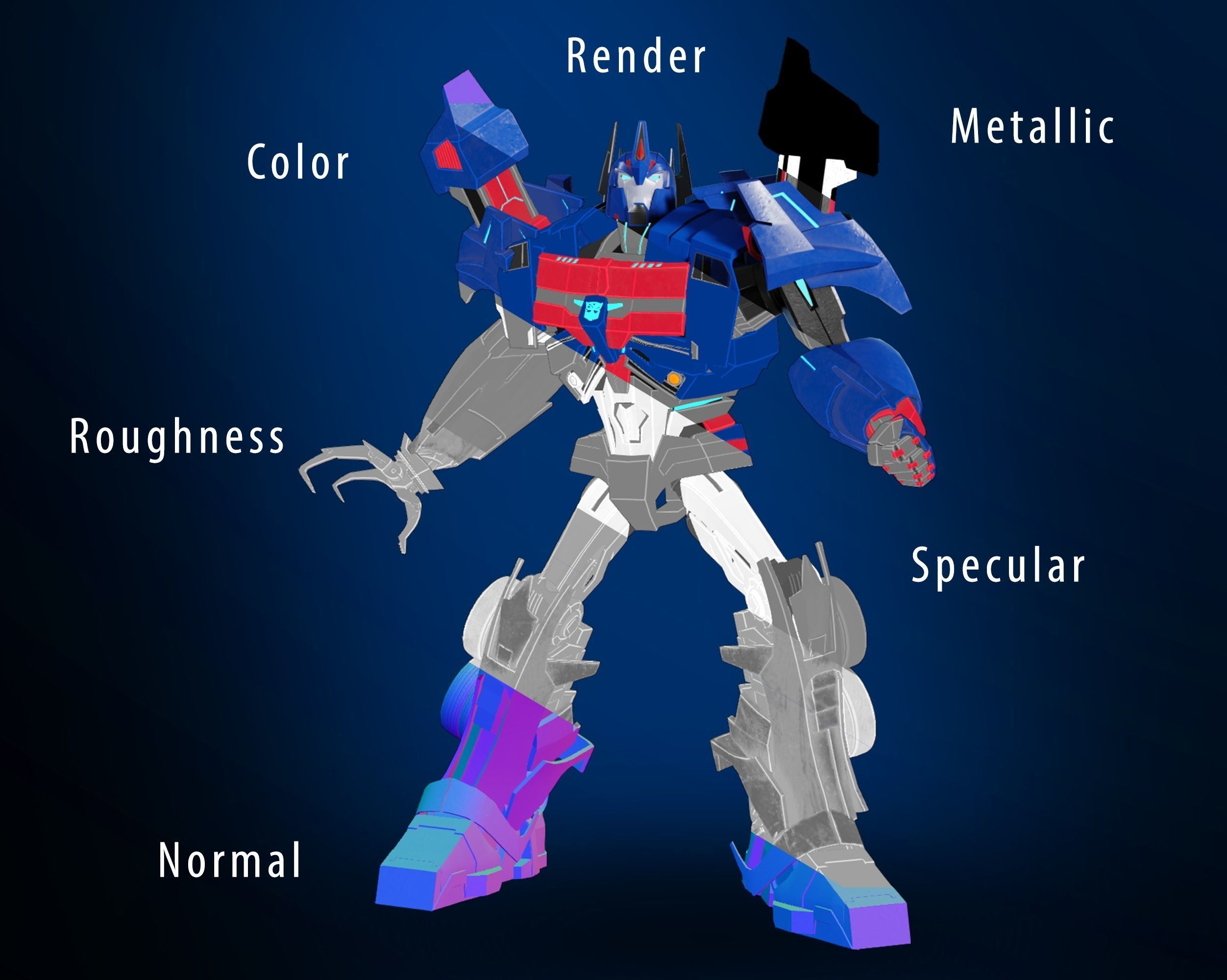 Ultra Magnus Transformers Prime Character Rig Low-poly 3D model_12