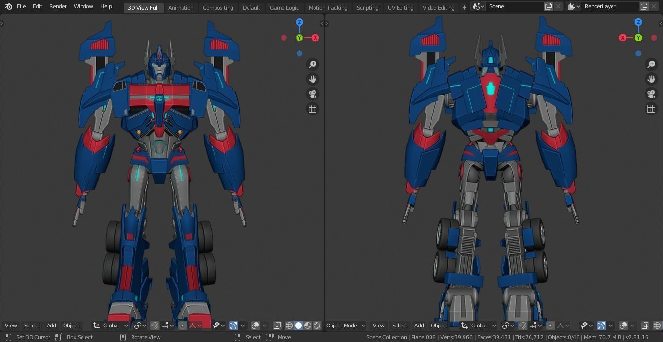 Ultra Magnus Transformers Prime Character Rig Low-poly 3D model_15