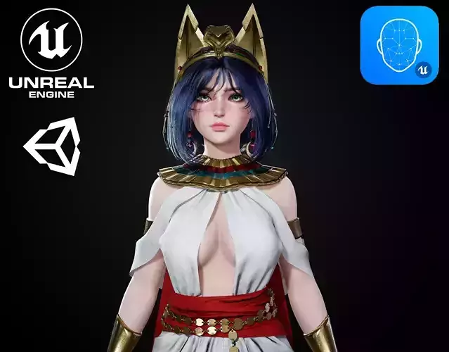 Egypt Girl - Game Ready Low-poly 3D model