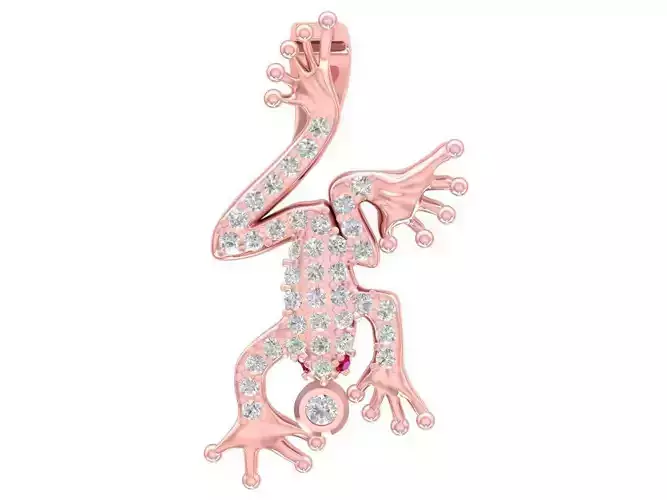 Lucky Gecko Diamond Pendant 3D Model 2906