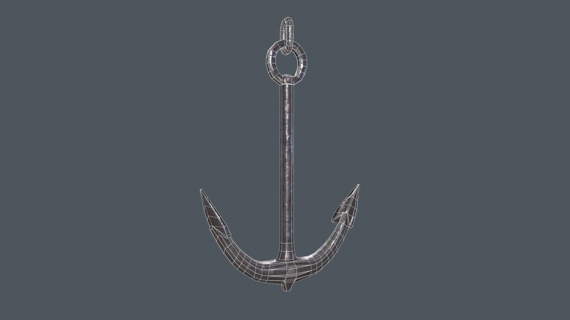 Ship anchor bundle with both clean iron and rusty look Low-poly 3D model_6