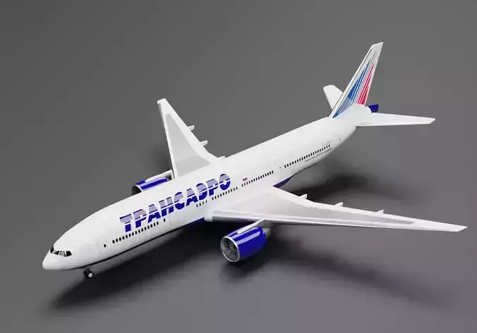 Boeing 777-200 Transaero Livery 3D model
