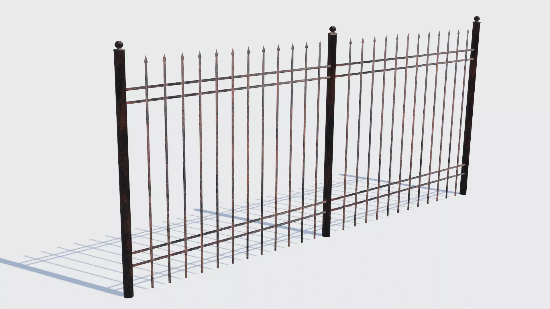 Old Rusty Fence Low-poly 3D model_0