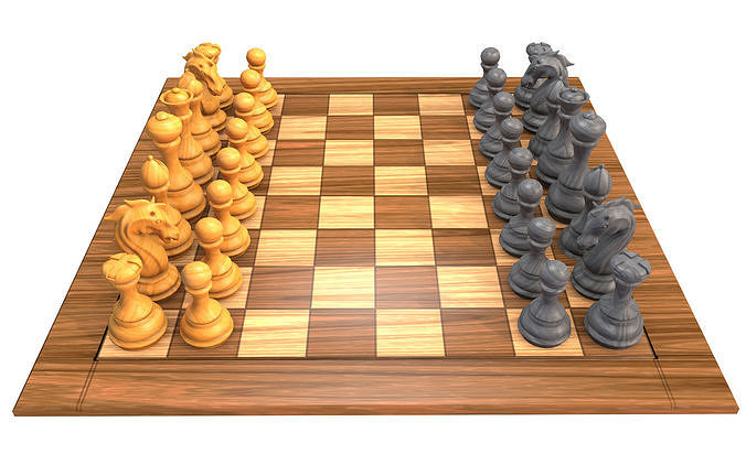 Chess Board lowpoly board game 3d model  Low-poly 3D model