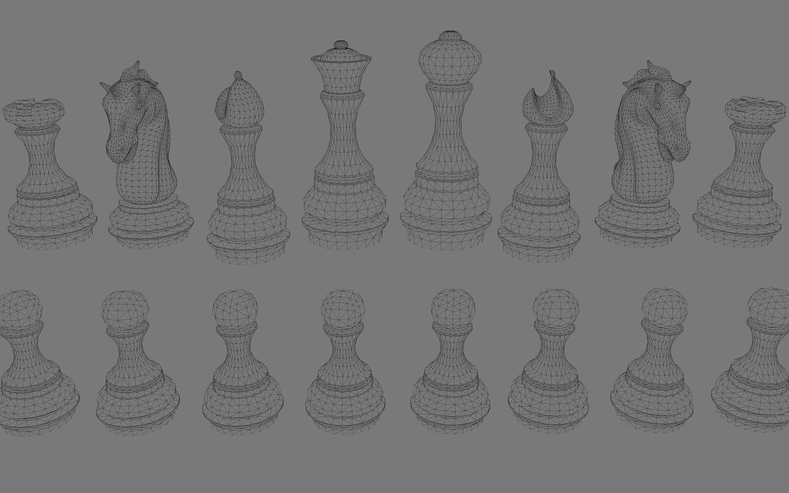 Chess Board lowpoly board game 3d model  Low-poly 3D model_7