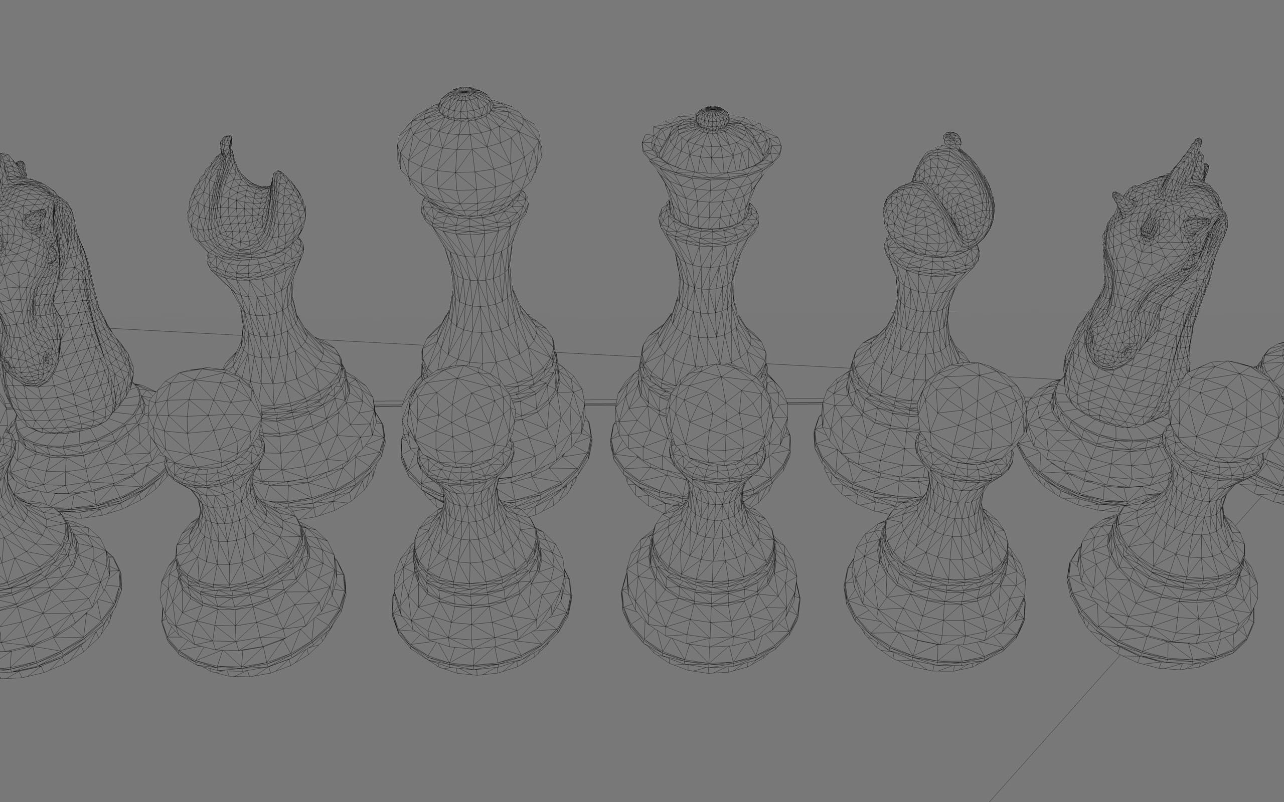 Chess Board lowpoly board game 3d model  Low-poly 3D model_6