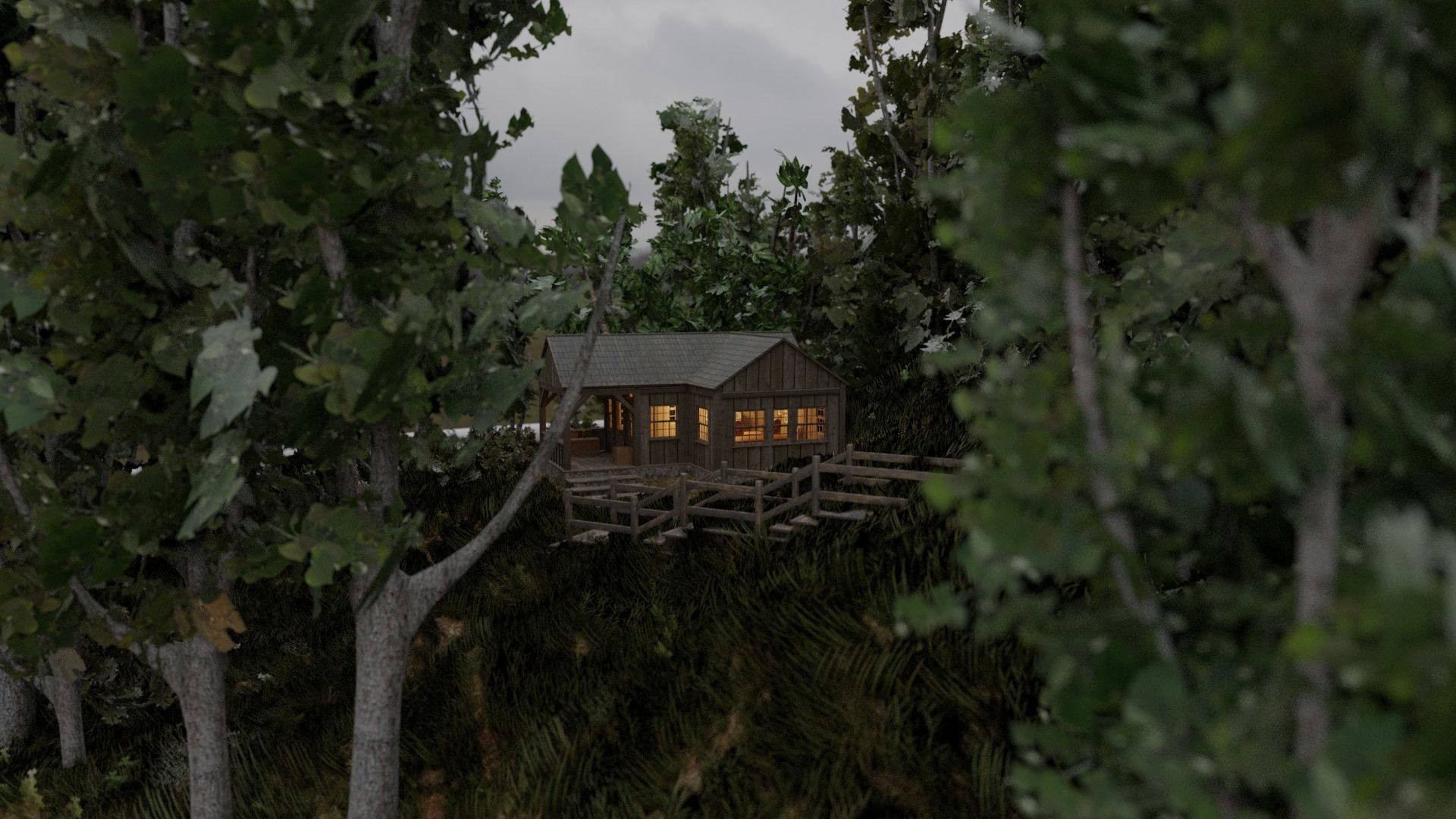 Cabin in the woods Low-poly 3D model_2