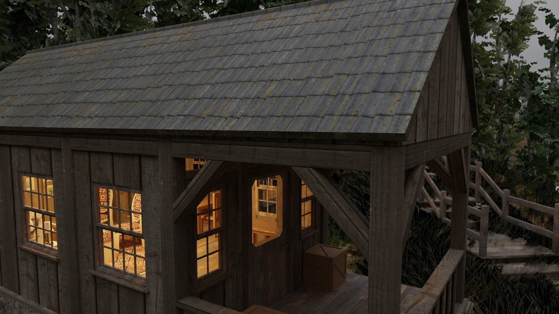 Cabin in the woods Low-poly 3D model_5
