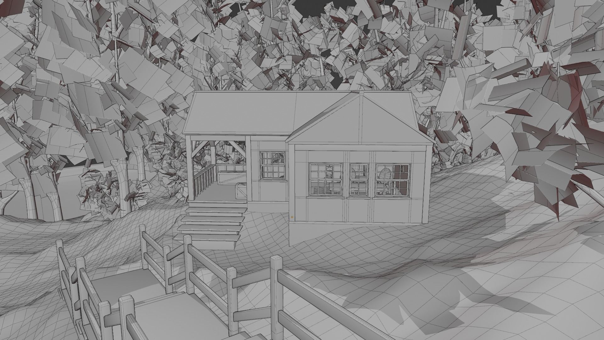 Cabin in the woods Low-poly 3D model_15