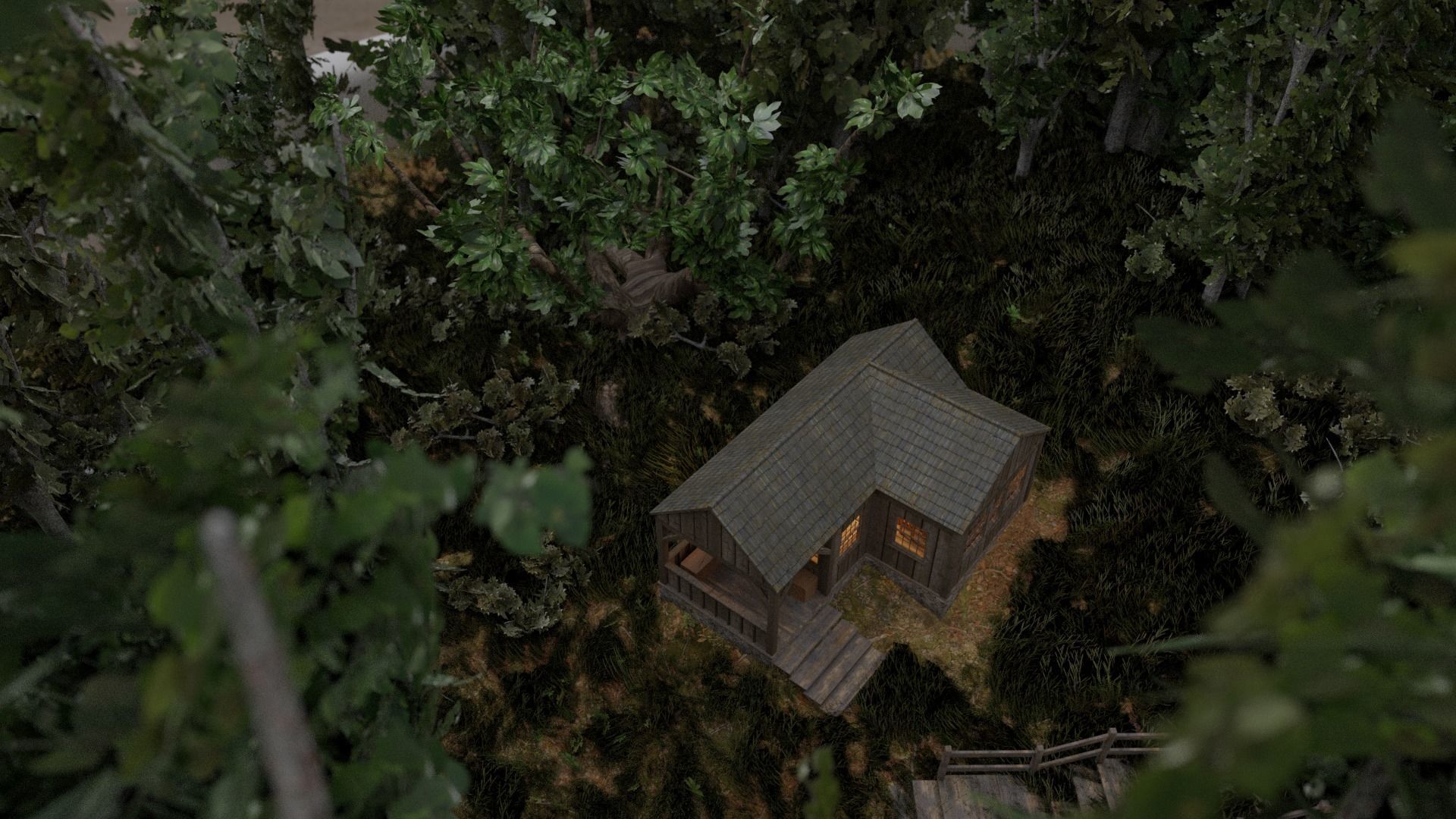 Cabin in the woods Low-poly 3D model_4