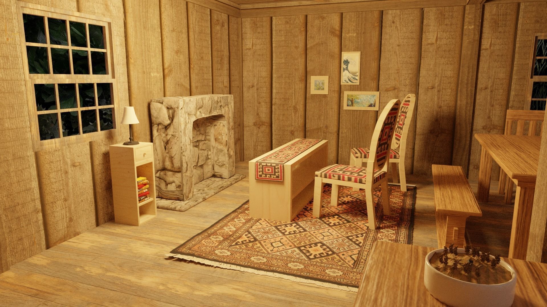 Cabin in the woods Low-poly 3D model_6