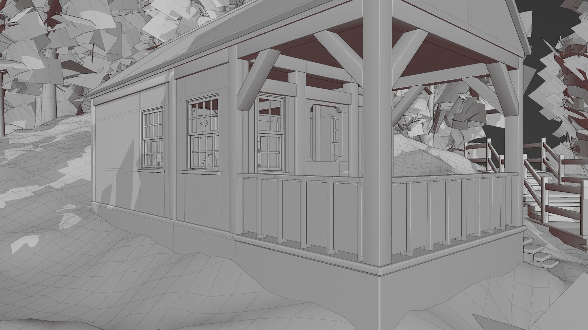 Cabin in the woods Low-poly 3D model_10