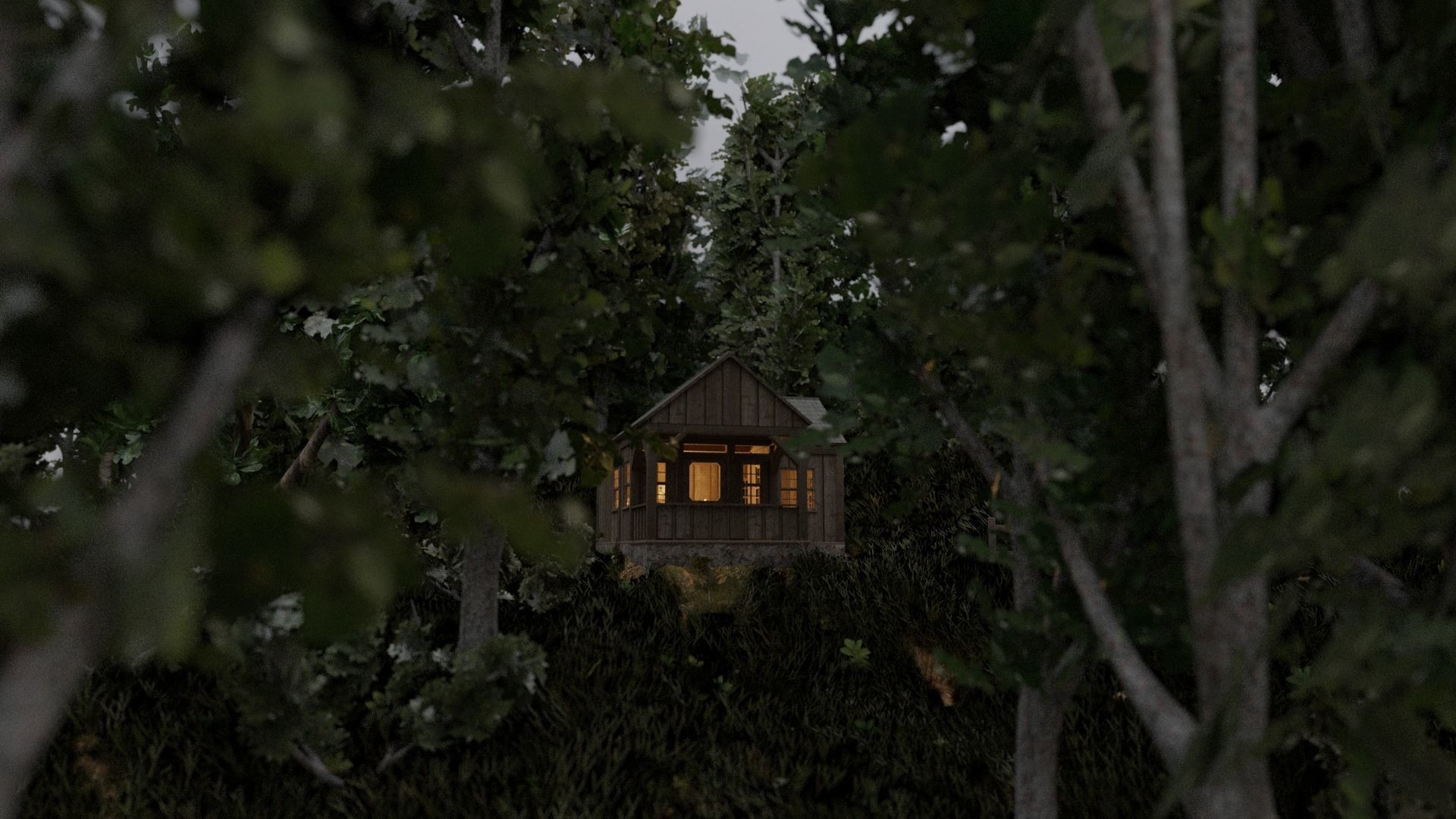 Cabin in the woods Low-poly 3D model_3