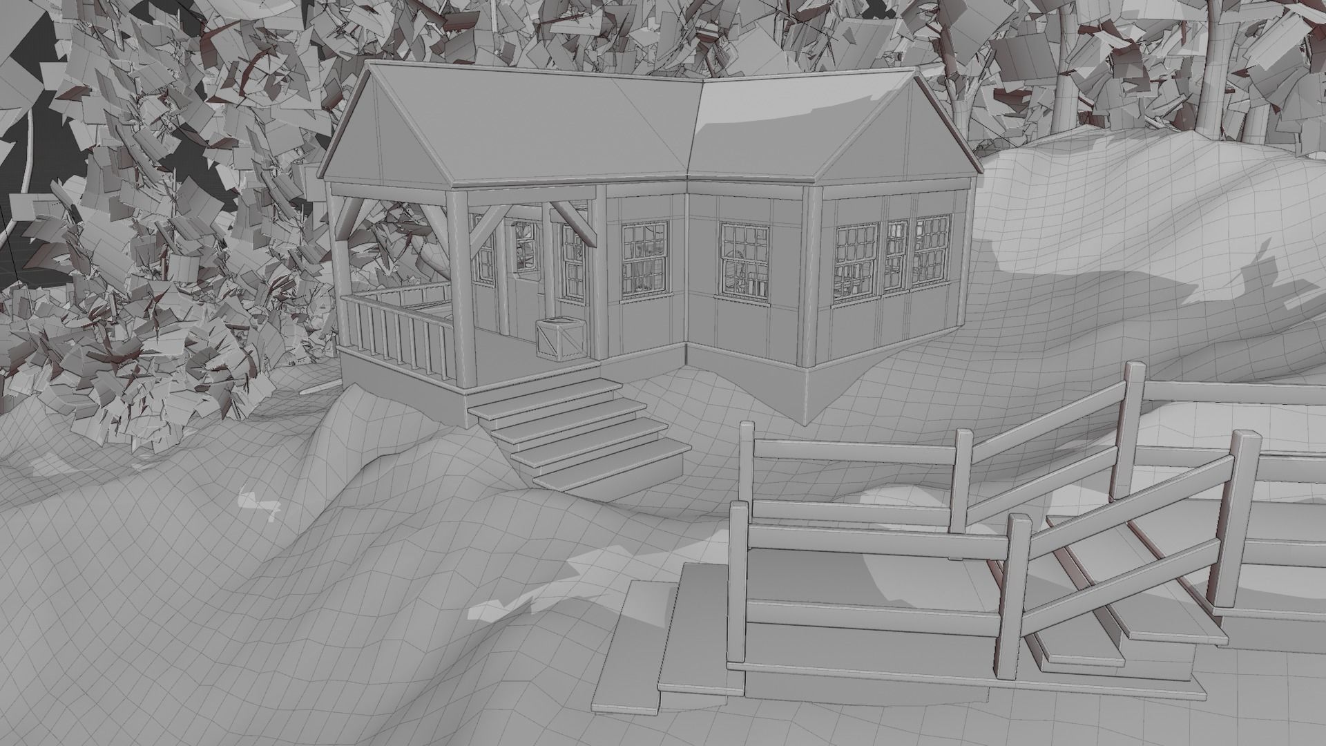 Cabin in the woods Low-poly 3D model_9