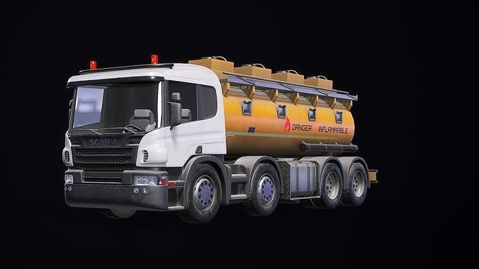 Fuel Truck Gameready PBR Low-poly 3D model 3
