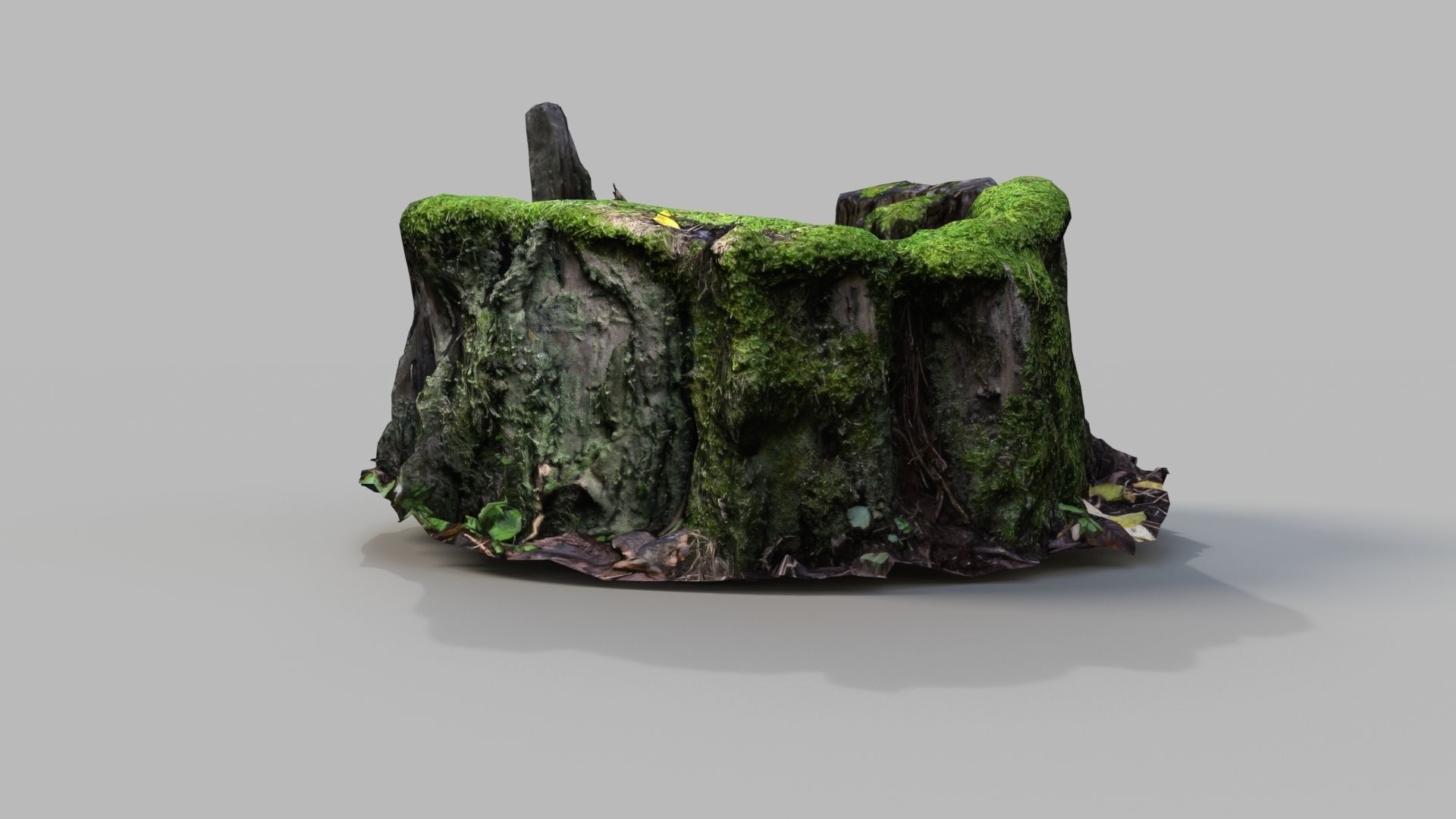 old mossed stump Low-poly 3D model_3