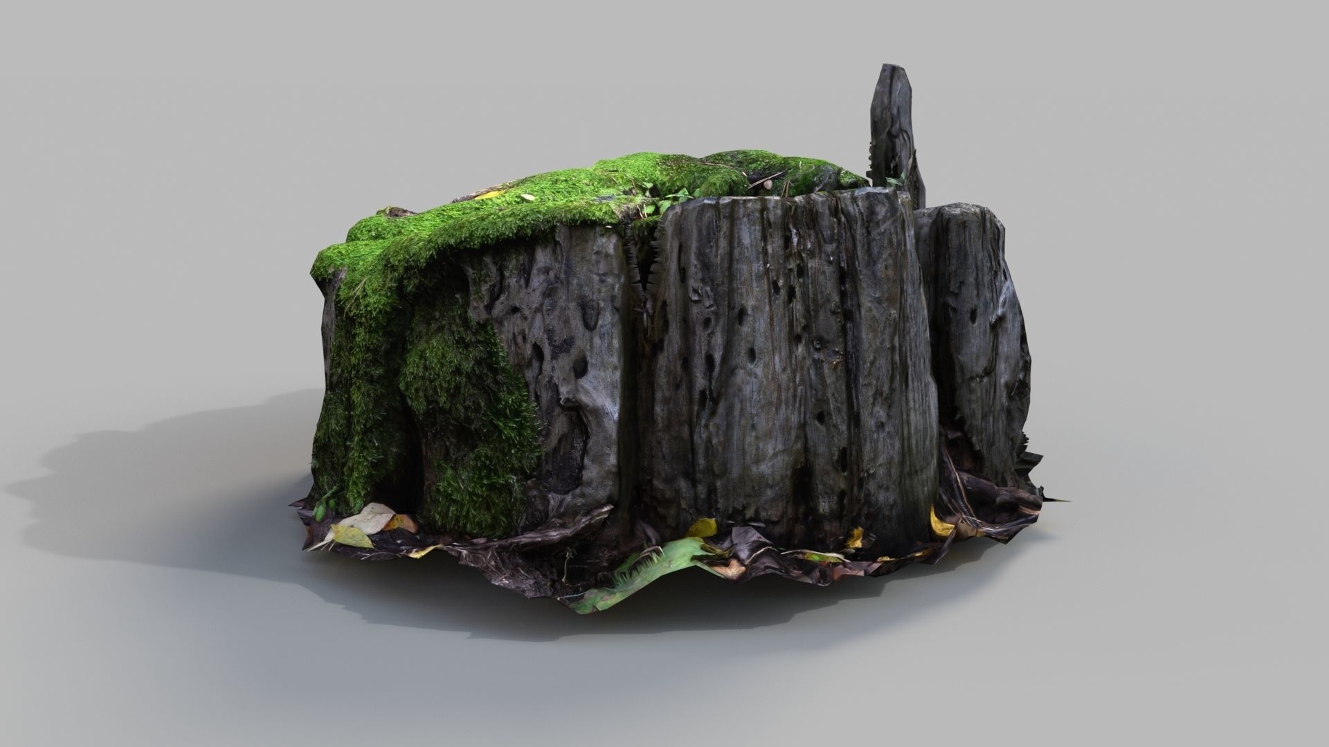 old mossed stump Low-poly 3D model_2