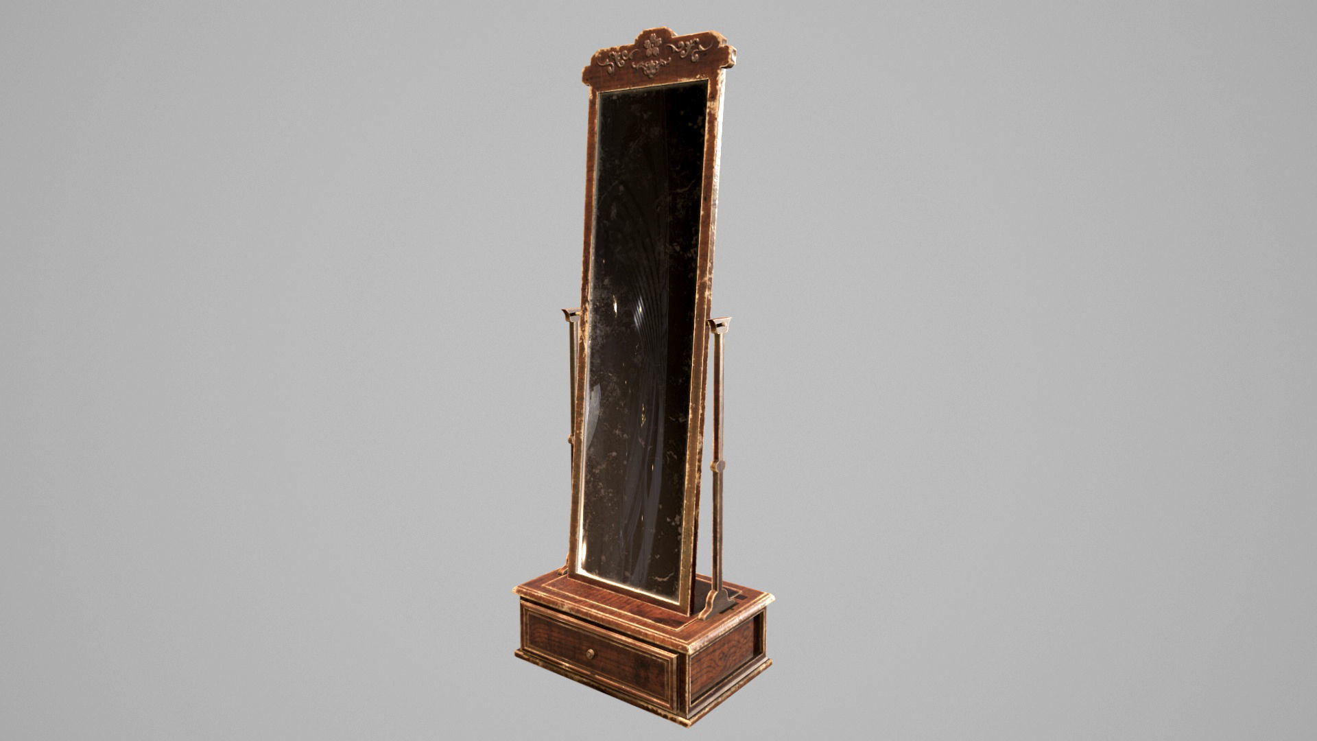 Antique Victorian Mirror Cabinet 3d Model Low-poly 3D model_1
