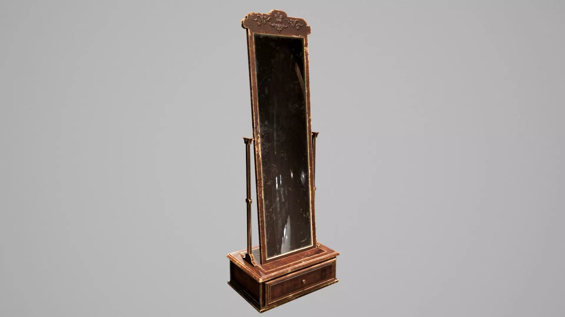 Antique Victorian Mirror Cabinet 3d Model Low-poly 3D model_0