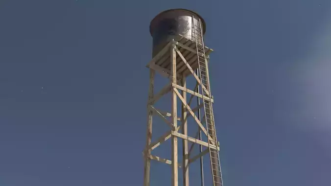 Water tower Low-poly 3D model