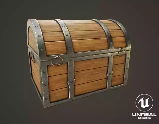 Medieval Treasure Chest - Wooden Chest III Low-poly 3D model