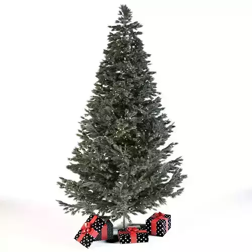 Christmas fir tree with gifts and garland