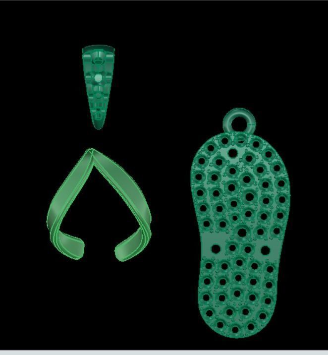 Flip-flops Full Diamond Pendants 3D print model_3