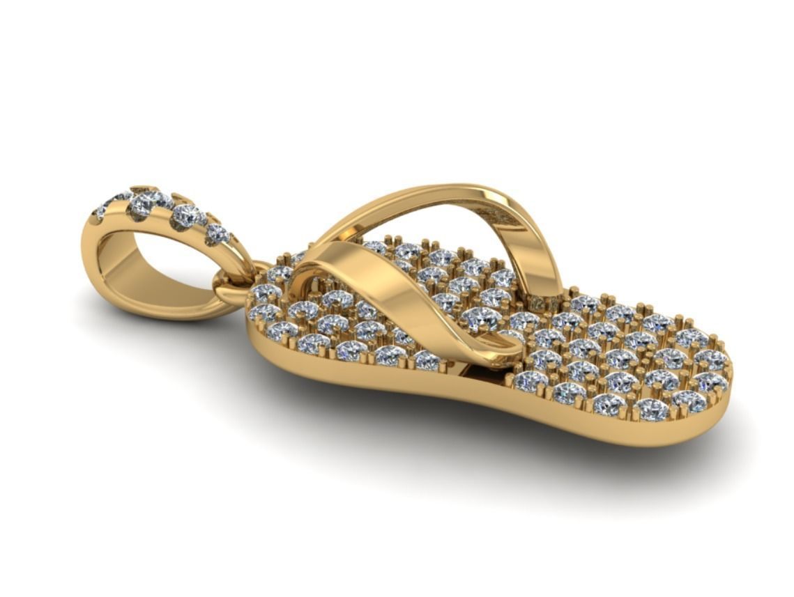 Flip-flops Full Diamond Pendants 3D print model_6