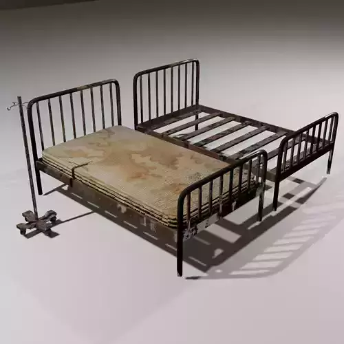 Low Poly Old Hospital Bed