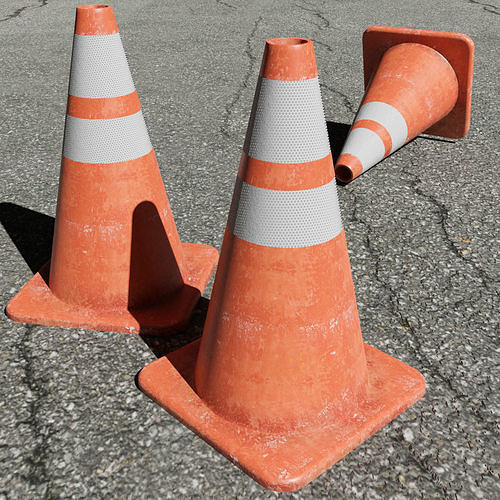Traffic Cone Low-poly 3D model