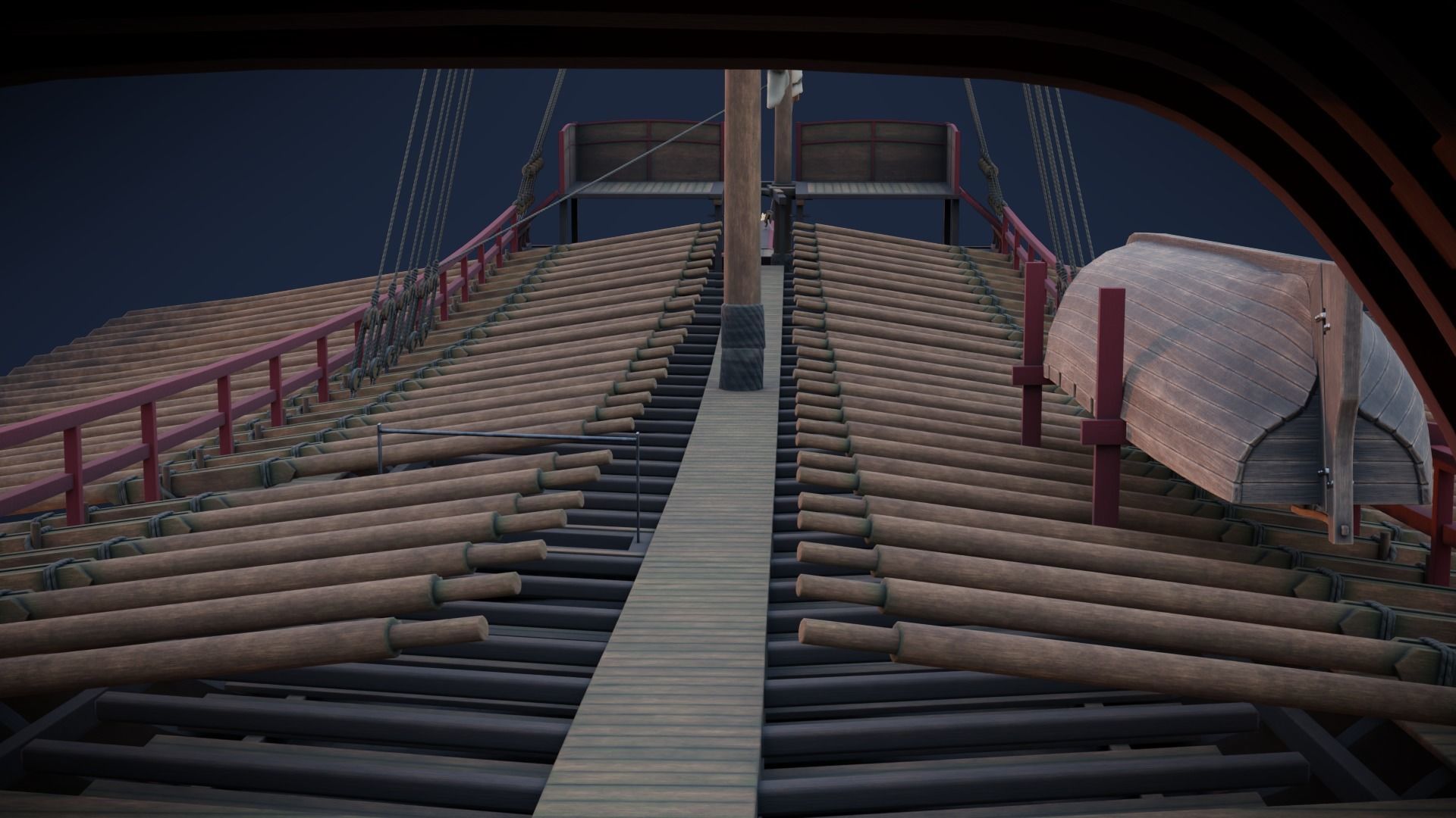 Medieval Galley  Low-poly 3D model_25