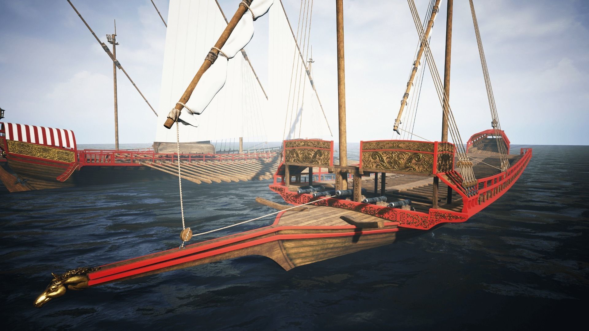 Medieval Galley  Low-poly 3D model_9