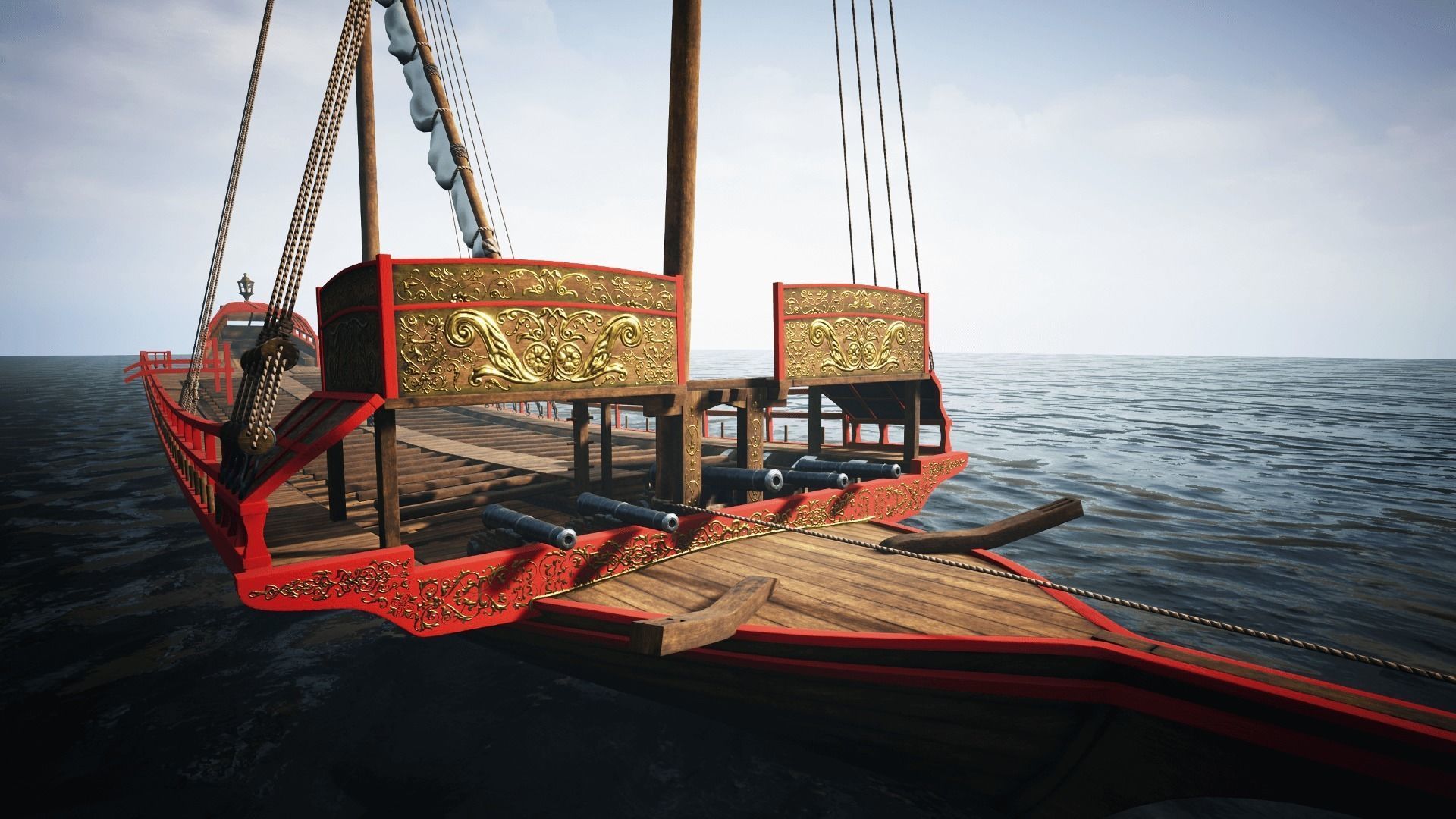 Medieval Galley  Low-poly 3D model_3