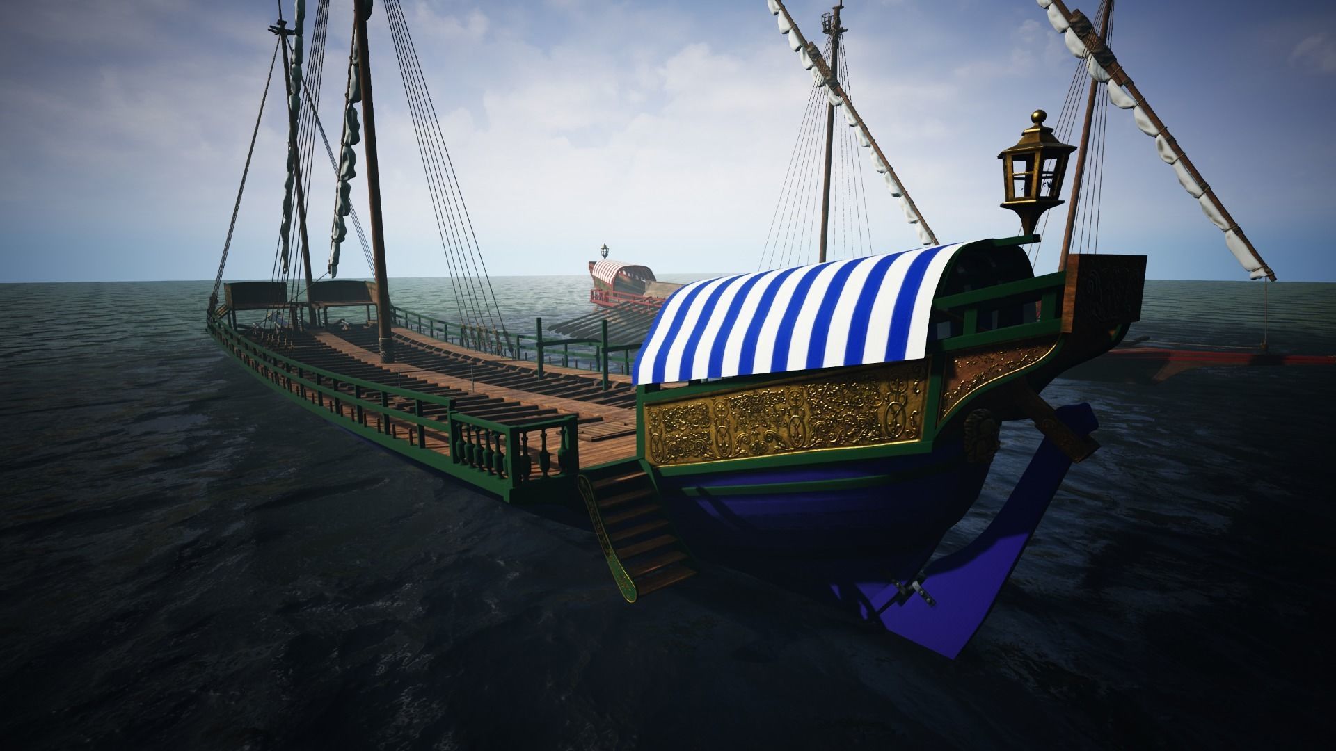 Medieval Galley  Low-poly 3D model_17