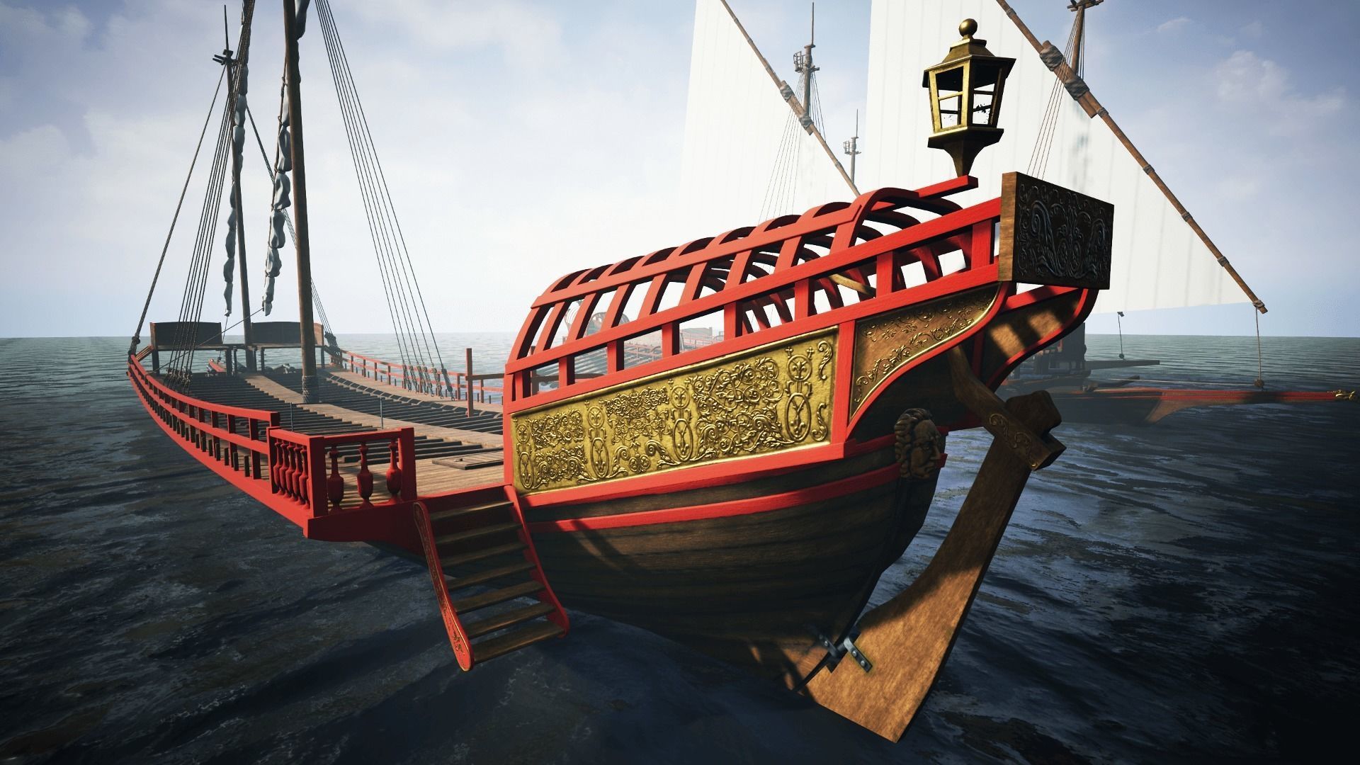 Medieval Galley  Low-poly 3D model_5