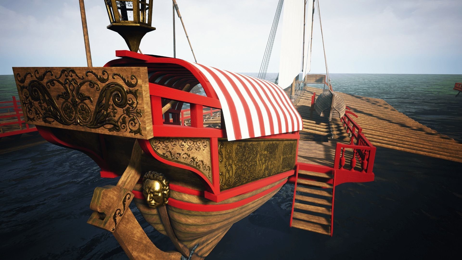 Medieval Galley  Low-poly 3D model_8