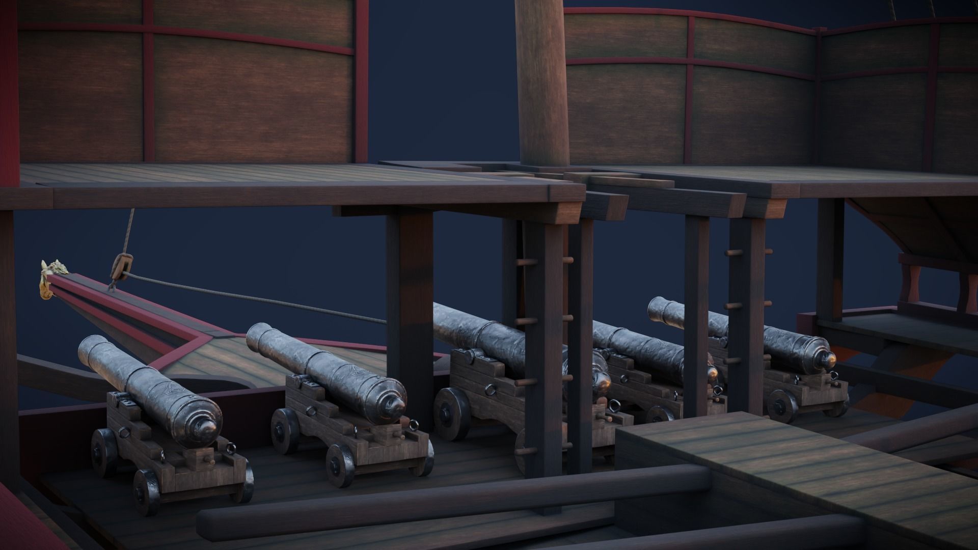 Medieval Galley  Low-poly 3D model_23