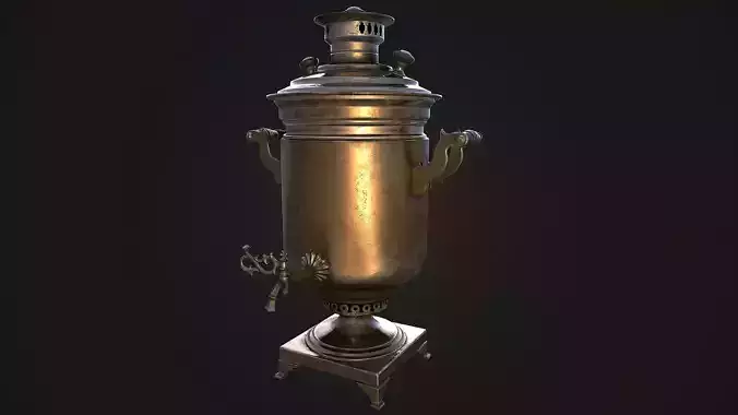 Samovar old coffee pot Low-poly 3D model