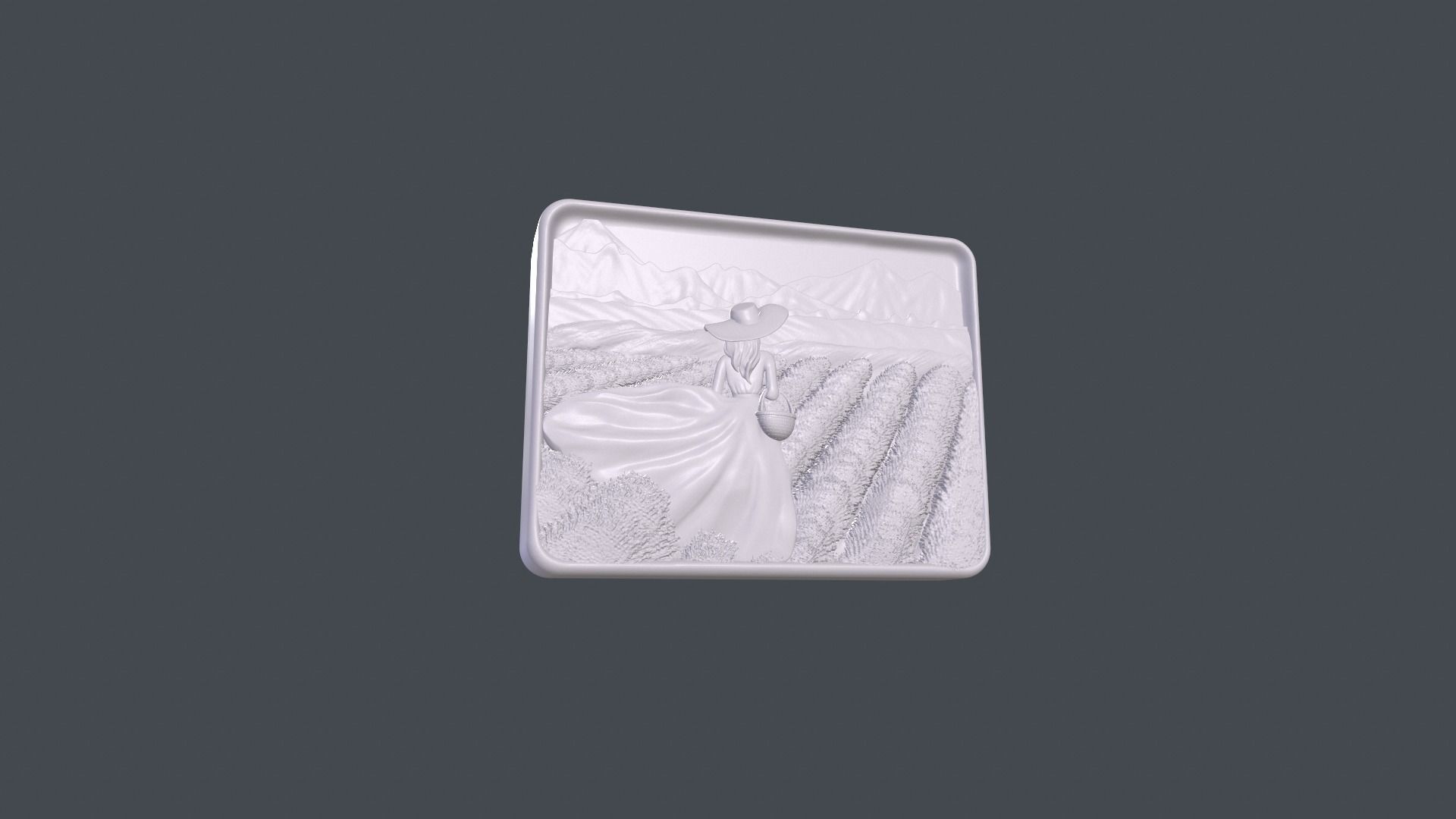 A girl on a lavender field SOAP master  3D print model_15