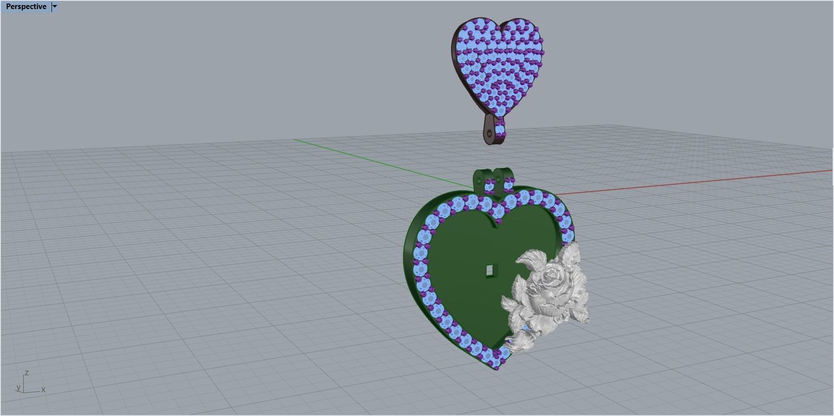 pendant in the form of a heart with a rose 3D print model_45