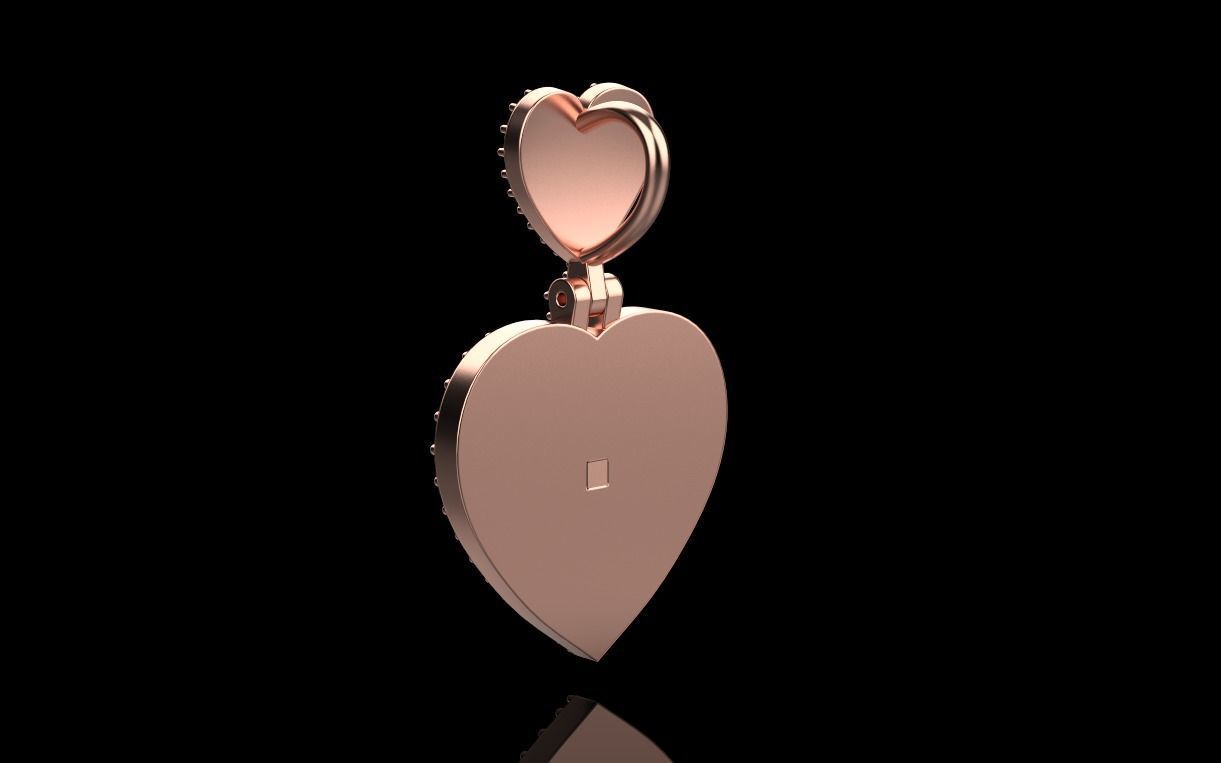pendant in the form of a heart with a rose 3D print model_32