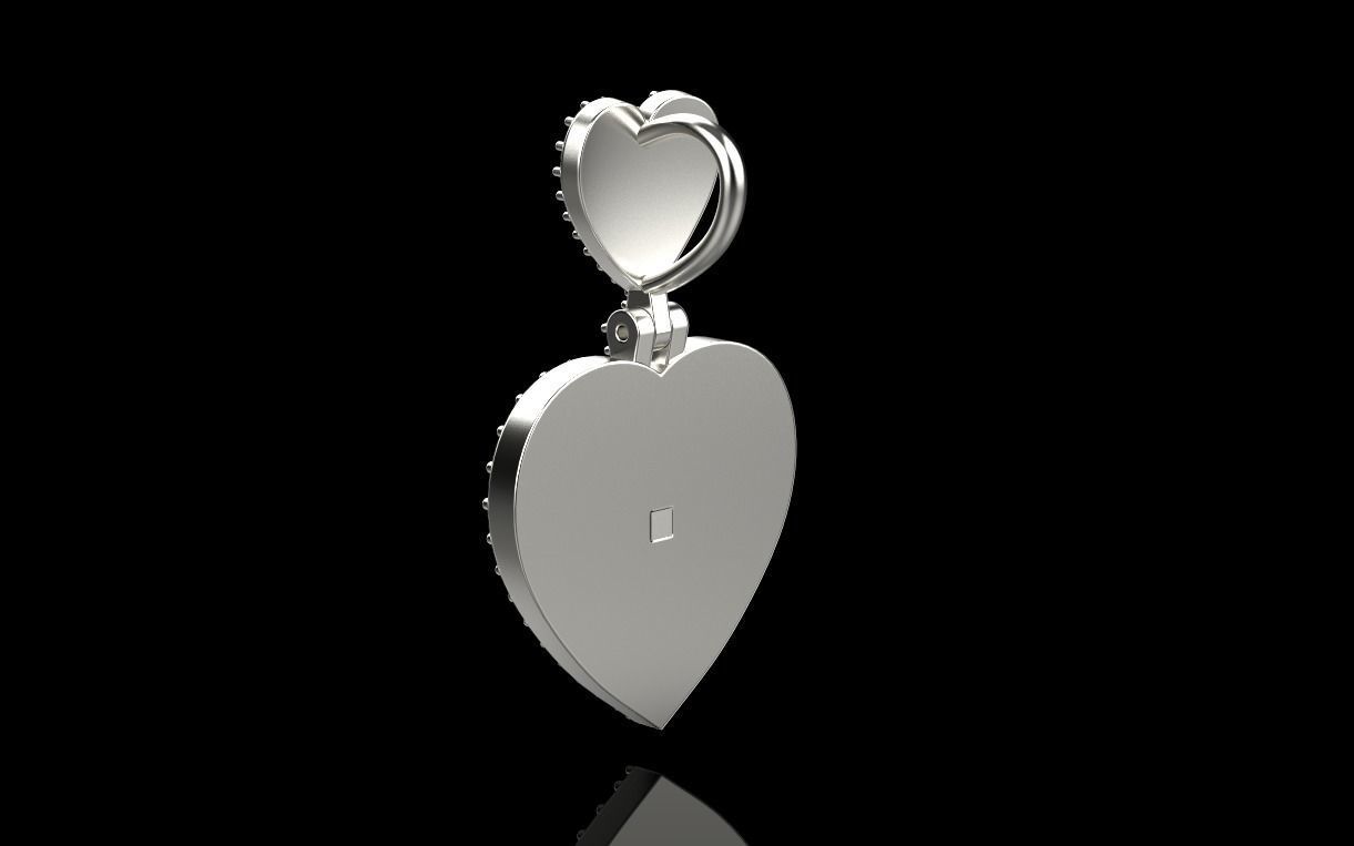 pendant in the form of a heart with a rose 3D print model_26