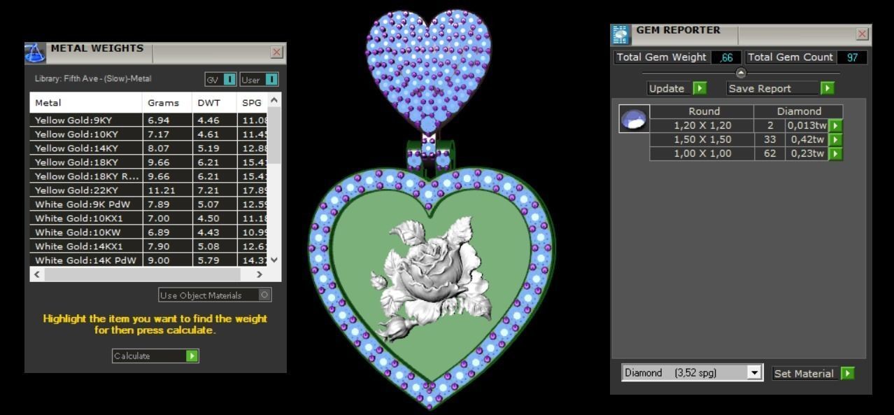 pendant in the form of a heart with a rose 3D print model_21