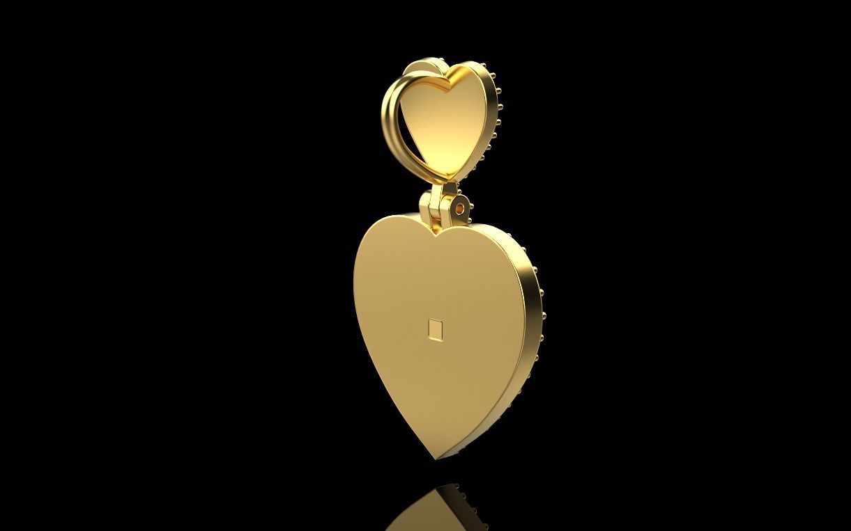 pendant in the form of a heart with a rose 3D print model_33