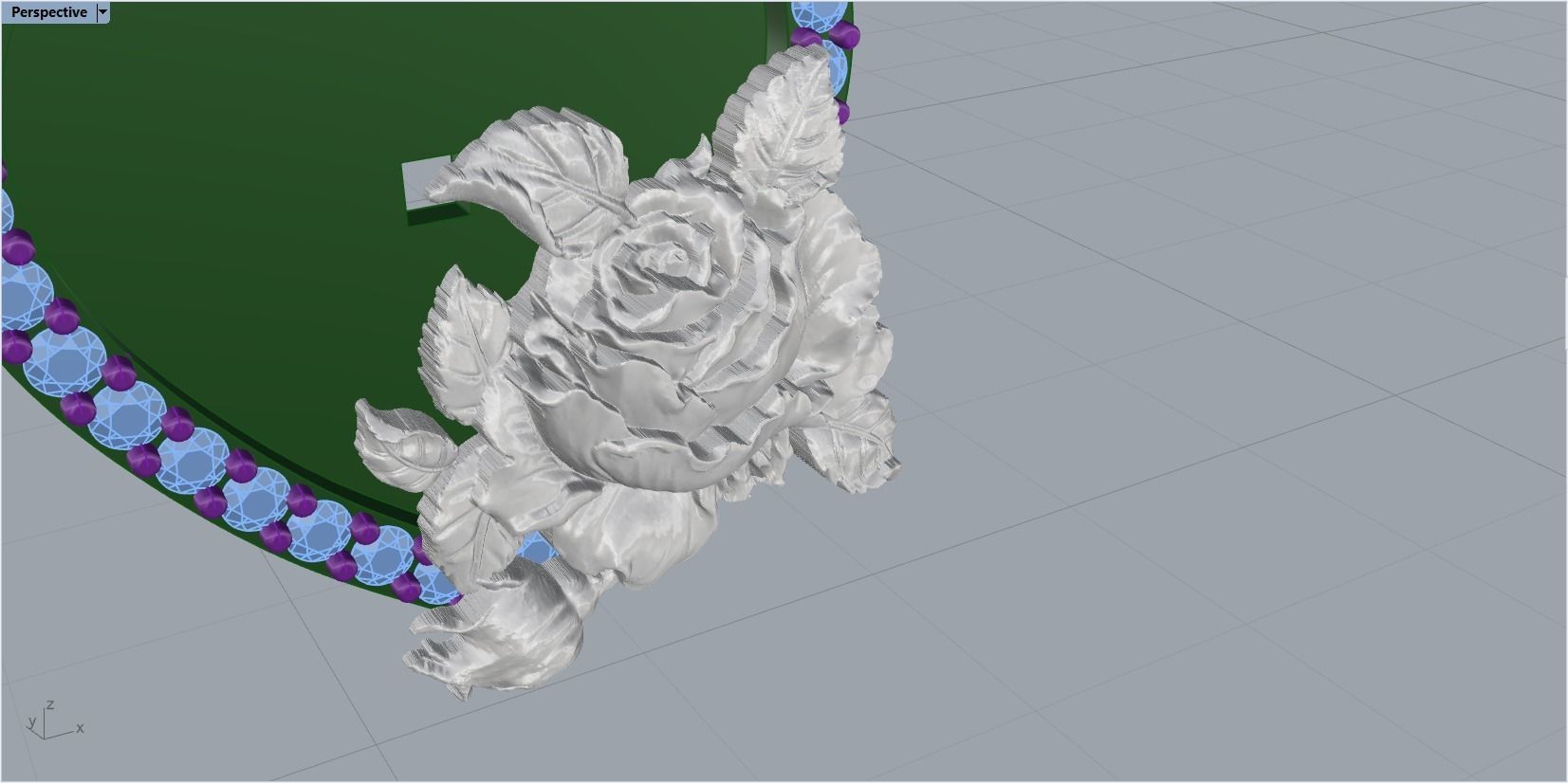 pendant in the form of a heart with a rose 3D print model_10