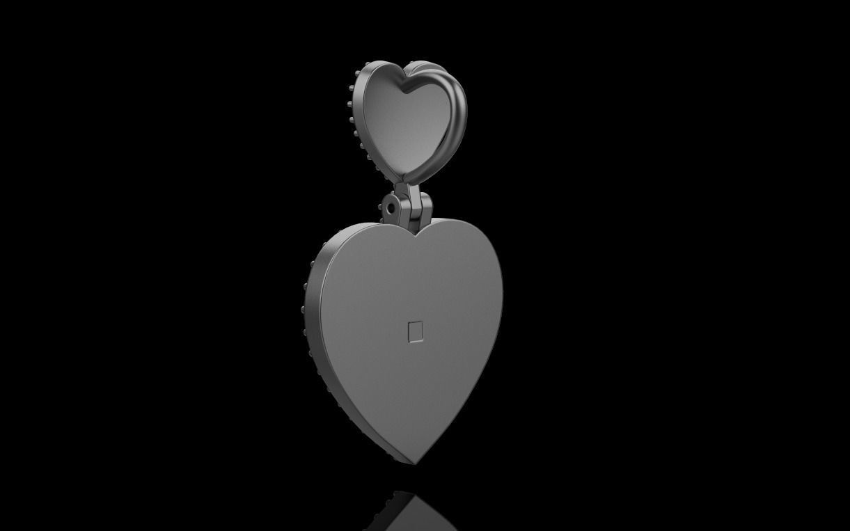 pendant in the form of a heart with a rose 3D print model_36
